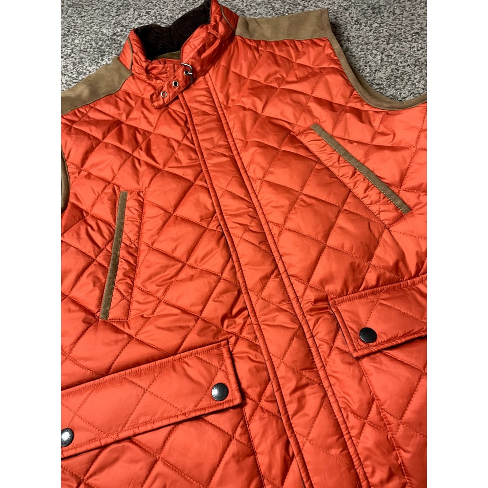 Tommy Hilfiger‎ Vest Women's L Orange Quilted Faux Fur Corduroy Full Zip Pockets - Picture 5 of 16